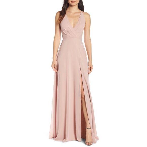 Jenny Yoo Bryce Surplice V-neck chiffon maxi dress - Picture 4 of 11